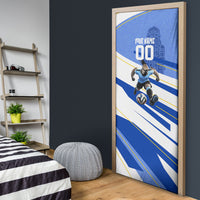 Personalized Uruguay Soccer Southern Lapwing Door Cover Uruguayan Football Blue Topographic Pattern
