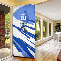 Personalized Uruguay Soccer Southern Lapwing Door Cover Uruguayan Football Blue Topographic Pattern