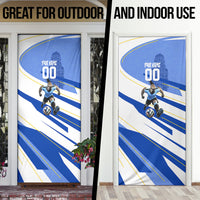 Personalized Uruguay Soccer Southern Lapwing Door Cover Uruguayan Football Blue Topographic Pattern