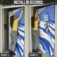 Personalized Uruguay Soccer Southern Lapwing Door Cover Uruguayan Football Blue Topographic Pattern