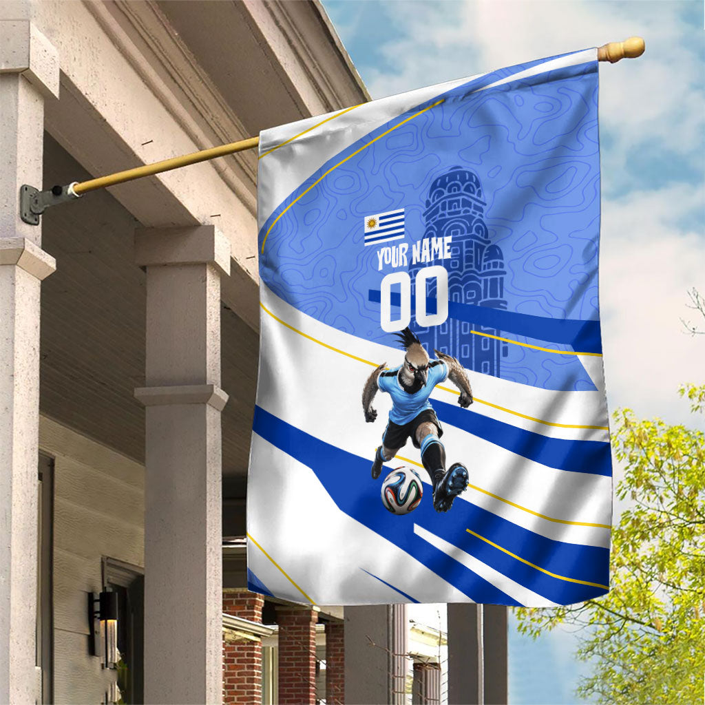 Personalized Uruguay Soccer Southern Lapwing Garden Flag Uruguayan Football Blue Topographic Pattern