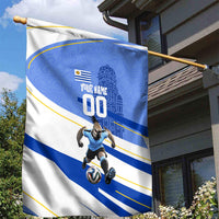 Personalized Uruguay Soccer Southern Lapwing Garden Flag Uruguayan Football Blue Topographic Pattern
