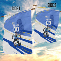 Personalized Uruguay Soccer Southern Lapwing Garden Flag Uruguayan Football Blue Topographic Pattern