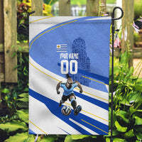 Personalized Uruguay Soccer Southern Lapwing Garden Flag Uruguayan Football Blue Topographic Pattern