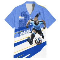 Personalized Uruguay Soccer Southern Lapwing Hawaiian Shirt Uruguayan Football Blue Topographic Pattern