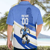 Personalized Uruguay Soccer Southern Lapwing Hawaiian Shirt Uruguayan Football Blue Topographic Pattern