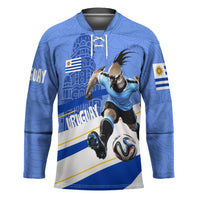Personalized Uruguay Soccer Southern Lapwing Hockey Jersey Uruguayan Football Blue Topographic Pattern