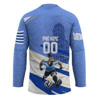 Personalized Uruguay Soccer Southern Lapwing Hockey Jersey Uruguayan Football Blue Topographic Pattern