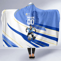 Personalized Uruguay Soccer Southern Lapwing Hooded Blanket Uruguayan Football Blue Topographic Pattern