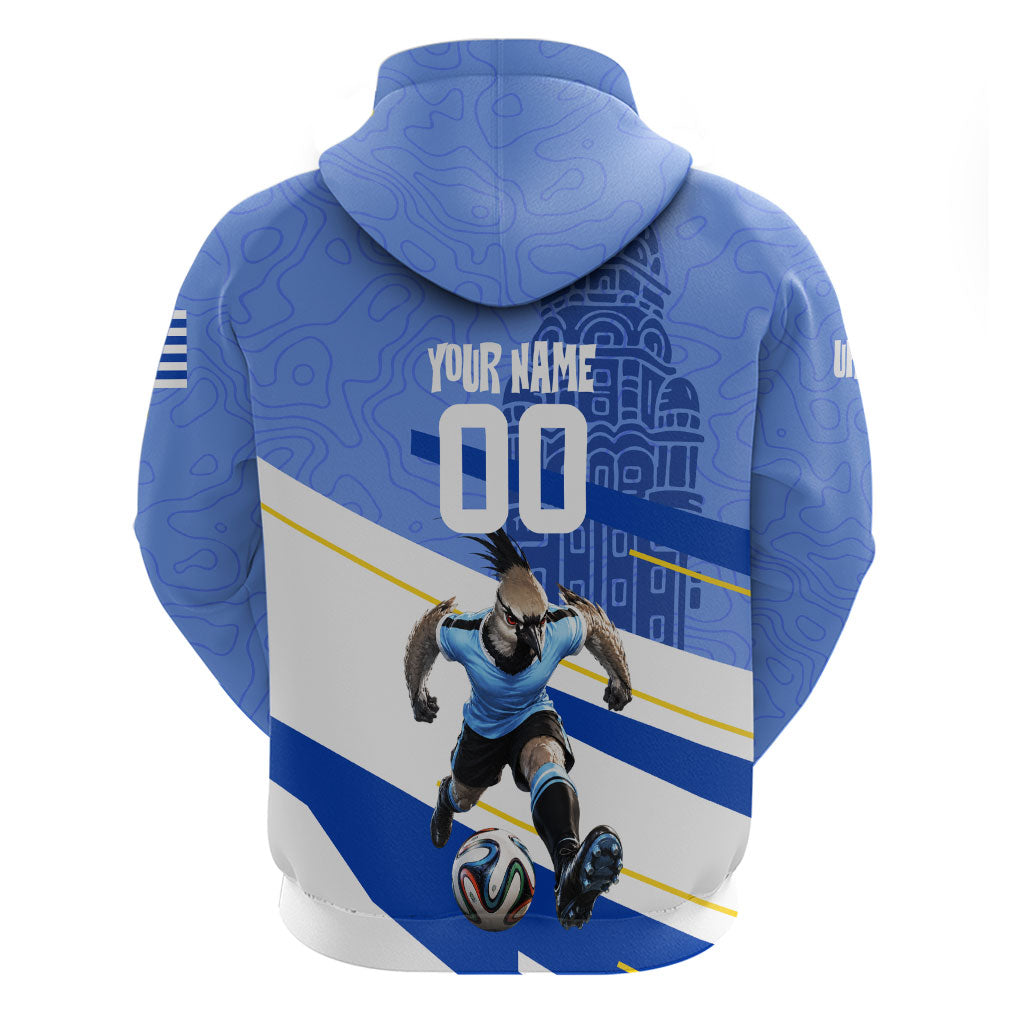 Personalized Uruguay Soccer Southern Lapwing Hoodie Uruguayan Football Blue Topographic Pattern