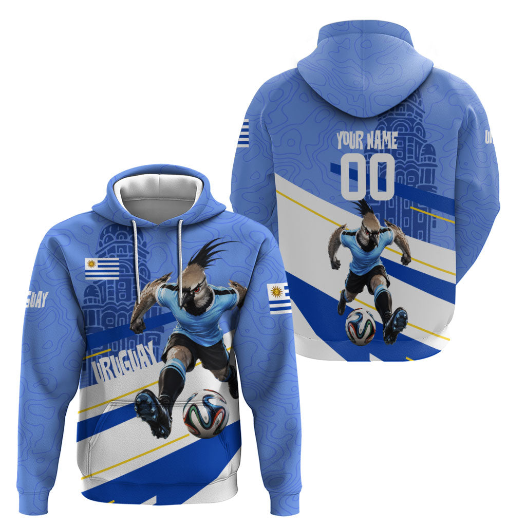 Personalized Uruguay Soccer Southern Lapwing Hoodie Uruguayan Football Blue Topographic Pattern