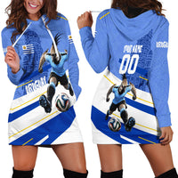 Personalized Uruguay Soccer Southern Lapwing Hoodie Dress Uruguayan Football Blue Topographic Pattern