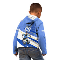 Personalized Uruguay Soccer Southern Lapwing Kid Hoodie Uruguayan Football Blue Topographic Pattern