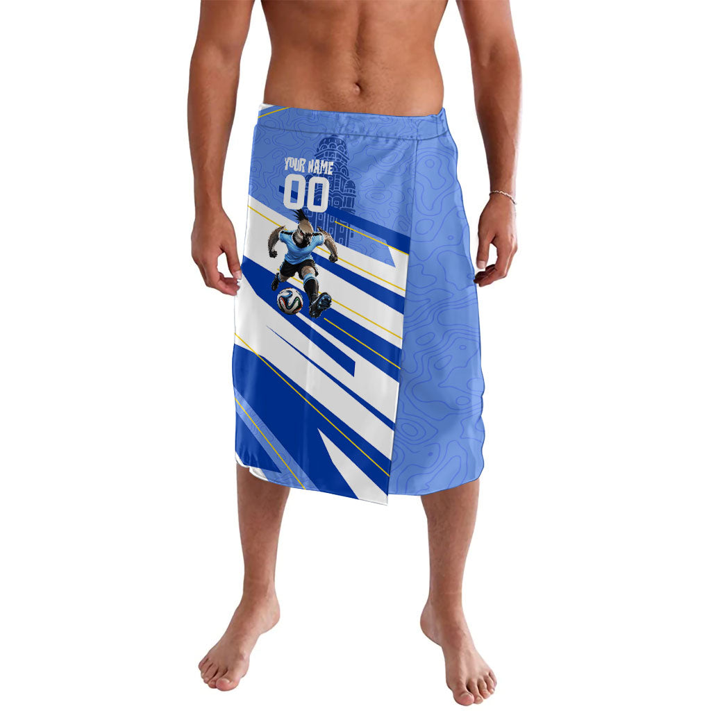 Personalized Uruguay Soccer Southern Lapwing Lavalava Uruguayan Football Blue Topographic Pattern