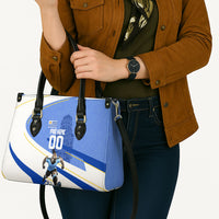 Personalized Uruguay Soccer Southern Lapwing Leather Bag Uruguayan Football Blue Topographic Pattern