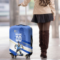 Personalized Uruguay Soccer Southern Lapwing Luggage Cover Uruguayan Football Blue Topographic Pattern