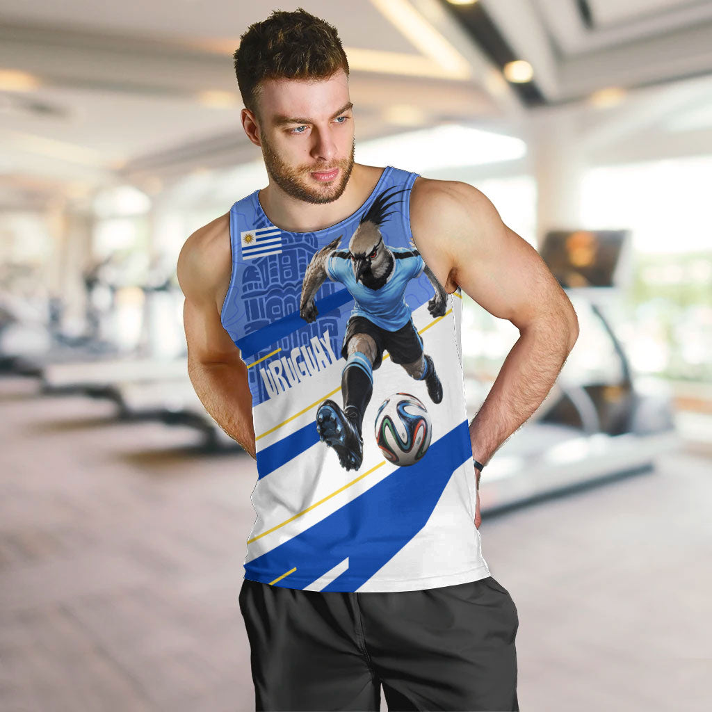 Personalized Uruguay Soccer Southern Lapwing Men Tank Top Uruguayan Football Blue Topographic Pattern