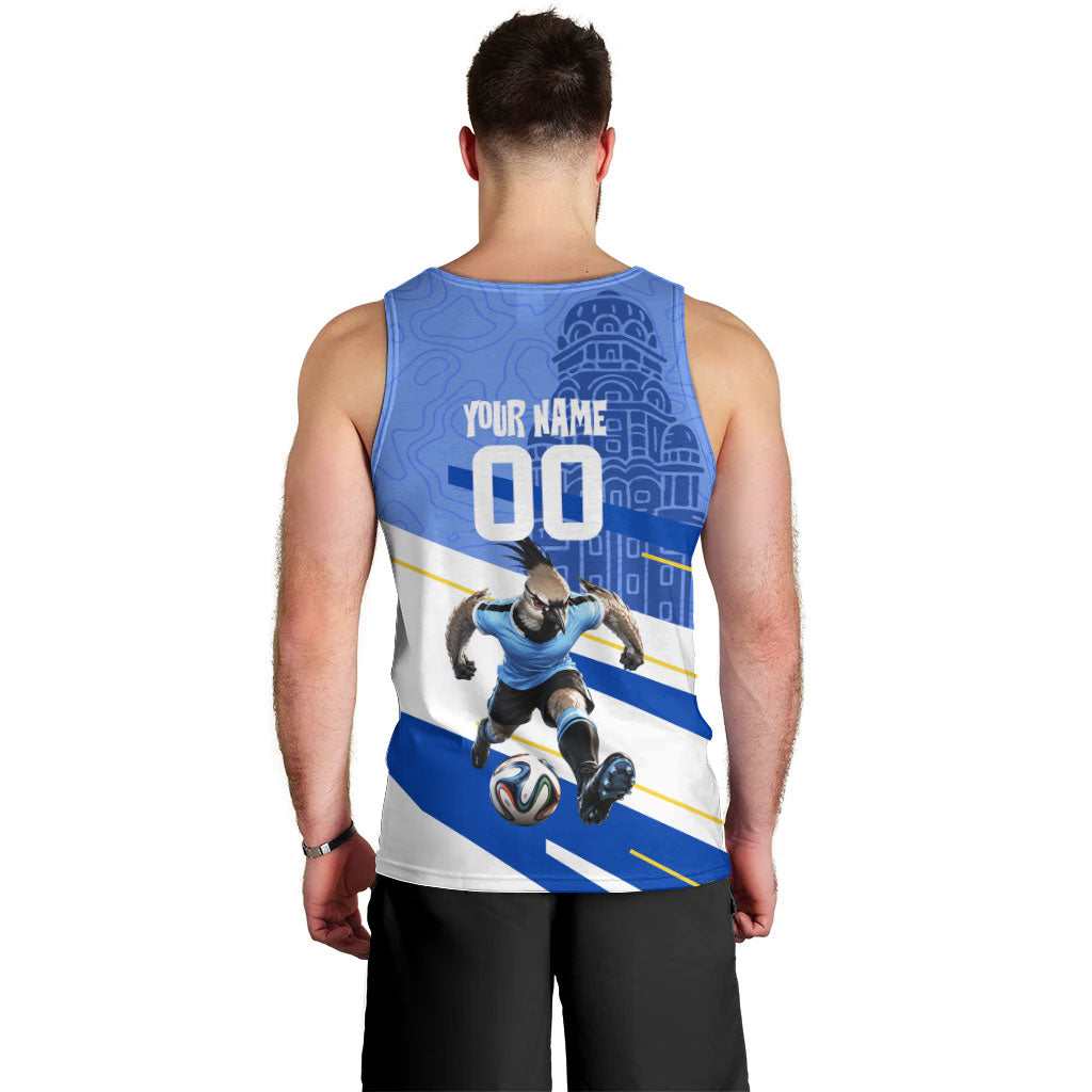 Personalized Uruguay Soccer Southern Lapwing Men Tank Top Uruguayan Football Blue Topographic Pattern