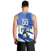 Personalized Uruguay Soccer Southern Lapwing Men Tank Top Uruguayan Football Blue Topographic Pattern