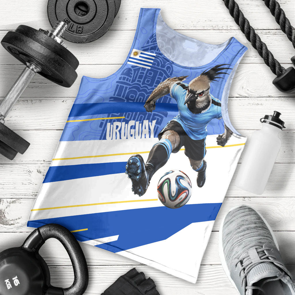 Personalized Uruguay Soccer Southern Lapwing Men Tank Top Uruguayan Football Blue Topographic Pattern