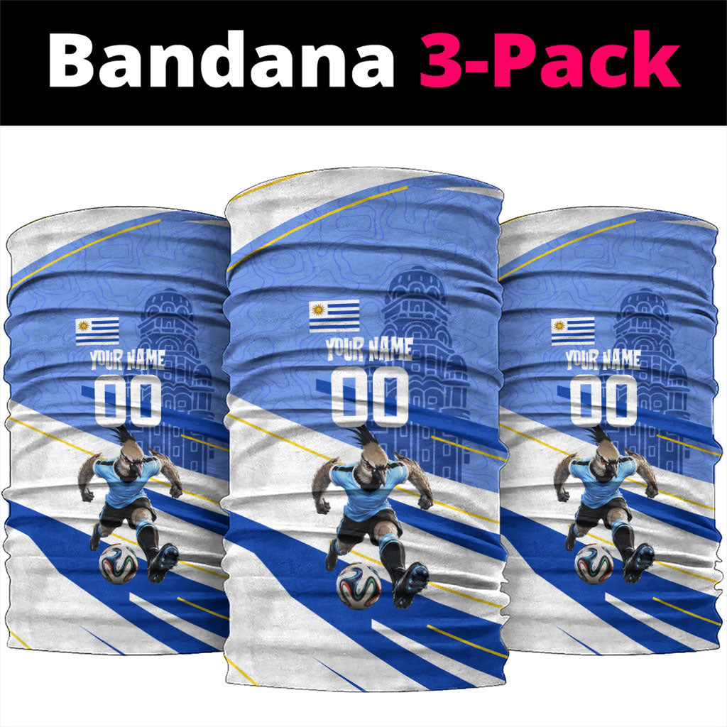 Personalized Uruguay Soccer Southern Lapwing Neck Gaiter Uruguayan Football Blue Topographic Pattern