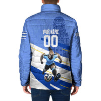 Personalized Uruguay Soccer Southern Lapwing Padded Jacket Uruguayan Football Blue Topographic Pattern