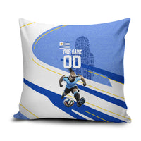 Personalized Uruguay Soccer Southern Lapwing Pillow Cover Uruguayan Football Blue Topographic Pattern