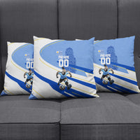 Personalized Uruguay Soccer Southern Lapwing Pillow Cover Uruguayan Football Blue Topographic Pattern