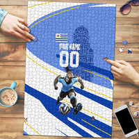 Personalized Uruguay Soccer Southern Lapwing Puzzle Uruguayan Football Blue Topographic Pattern