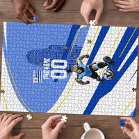 Personalized Uruguay Soccer Southern Lapwing Puzzle Uruguayan Football Blue Topographic Pattern