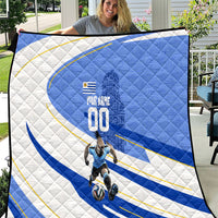 Personalized Uruguay Soccer Southern Lapwing Quilt Uruguayan Football Blue Topographic Pattern