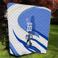 Personalized Uruguay Soccer Southern Lapwing Quilt Uruguayan Football Blue Topographic Pattern