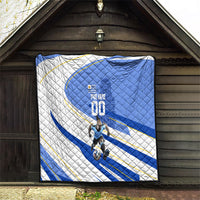 Personalized Uruguay Soccer Southern Lapwing Quilt Uruguayan Football Blue Topographic Pattern