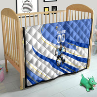 Personalized Uruguay Soccer Southern Lapwing Quilt Uruguayan Football Blue Topographic Pattern