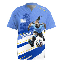 Personalized Uruguay Soccer Southern Lapwing Rugby Jersey Uruguayan Football Blue Topographic Pattern