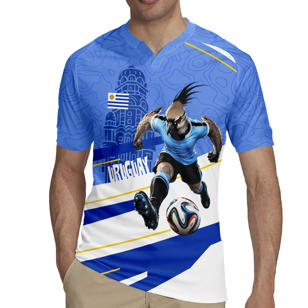 Personalized Uruguay Soccer Southern Lapwing Rugby Jersey Uruguayan Football Blue Topographic Pattern