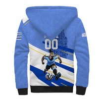 Personalized Uruguay Soccer Southern Lapwing Sherpa Hoodie Uruguayan Football Blue Topographic Pattern