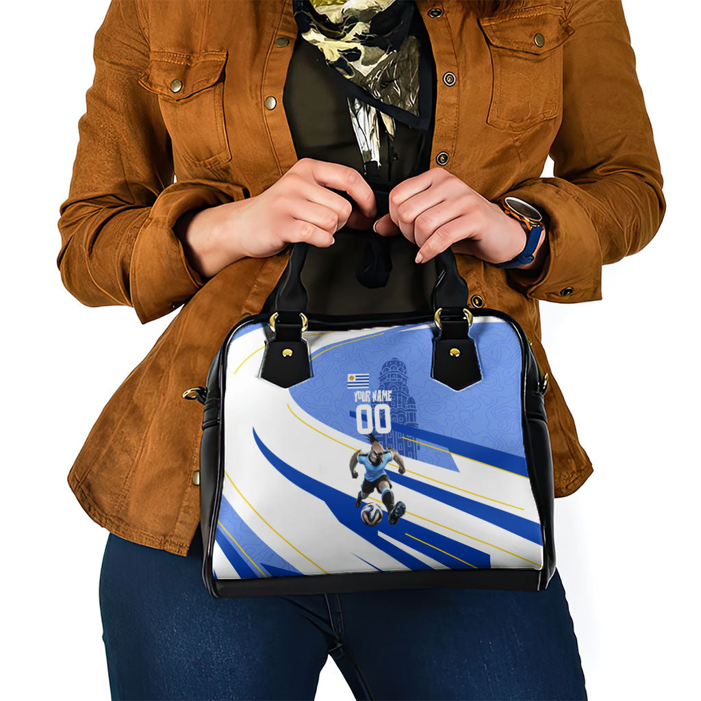 Personalized Uruguay Soccer Southern Lapwing Shoulder Handbag Uruguayan Football Blue Topographic Pattern