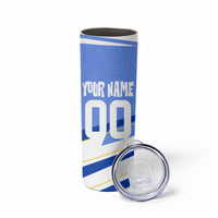 Personalized Uruguay Soccer Southern Lapwing Skinny Tumbler Uruguayan Football Blue Topographic Pattern