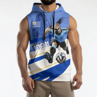 Personalized Uruguay Soccer Southern Lapwing Sleeveless Hoodie Uruguayan Football Blue Topographic Pattern