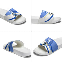 Personalized Uruguay Soccer Southern Lapwing Slide Sandals Uruguayan Football Blue Topographic Pattern