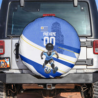 Personalized Uruguay Soccer Southern Lapwing Spare Tire Cover Uruguayan Football Blue Topographic Pattern