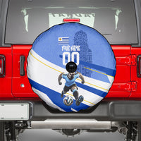 Personalized Uruguay Soccer Southern Lapwing Spare Tire Cover Uruguayan Football Blue Topographic Pattern