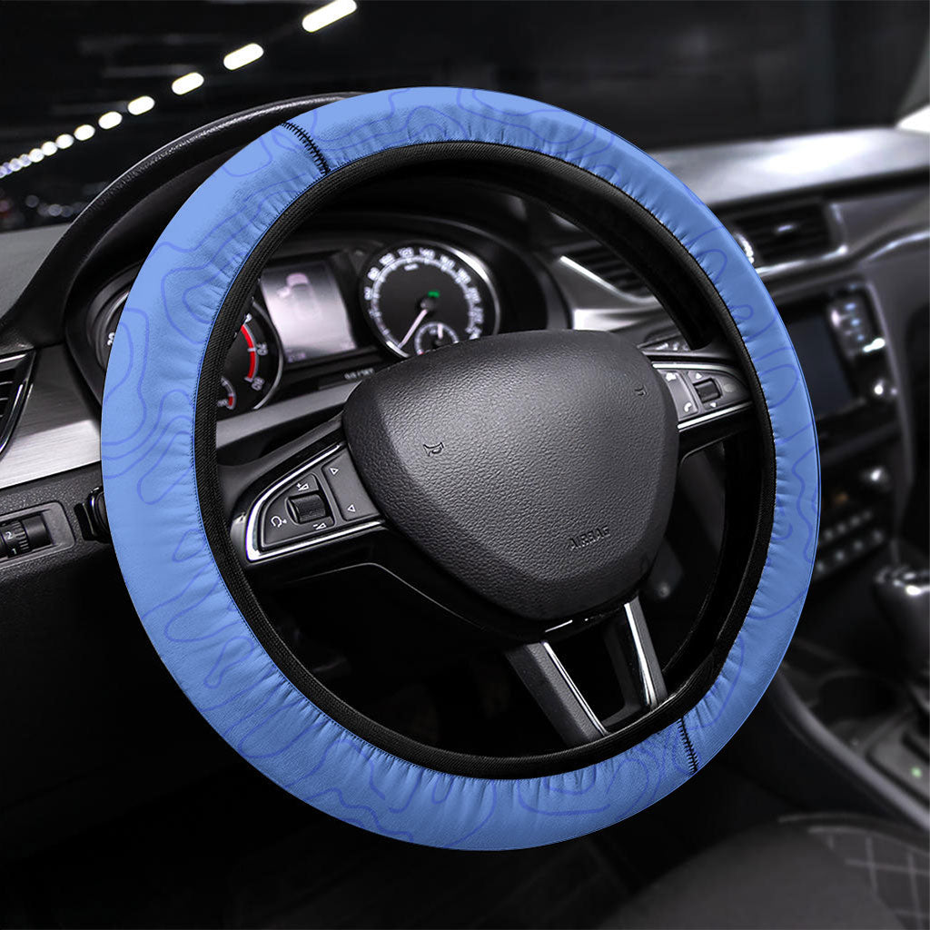 Uruguay Soccer Southern Lapwing Steering Wheel Cover Uruguayan Football Blue Topographic Pattern