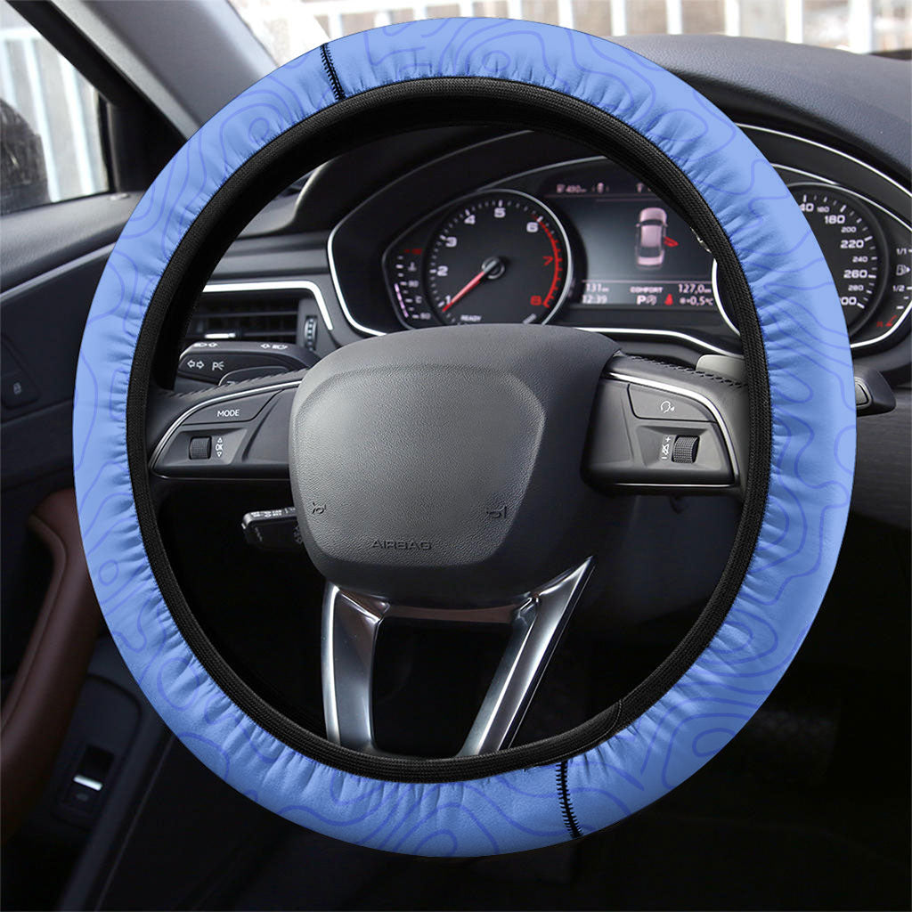 Uruguay Soccer Southern Lapwing Steering Wheel Cover Uruguayan Football Blue Topographic Pattern
