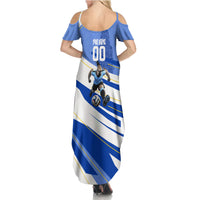 Personalized Uruguay Soccer Southern Lapwing Summer Maxi Dress Uruguayan Football Blue Topographic Pattern