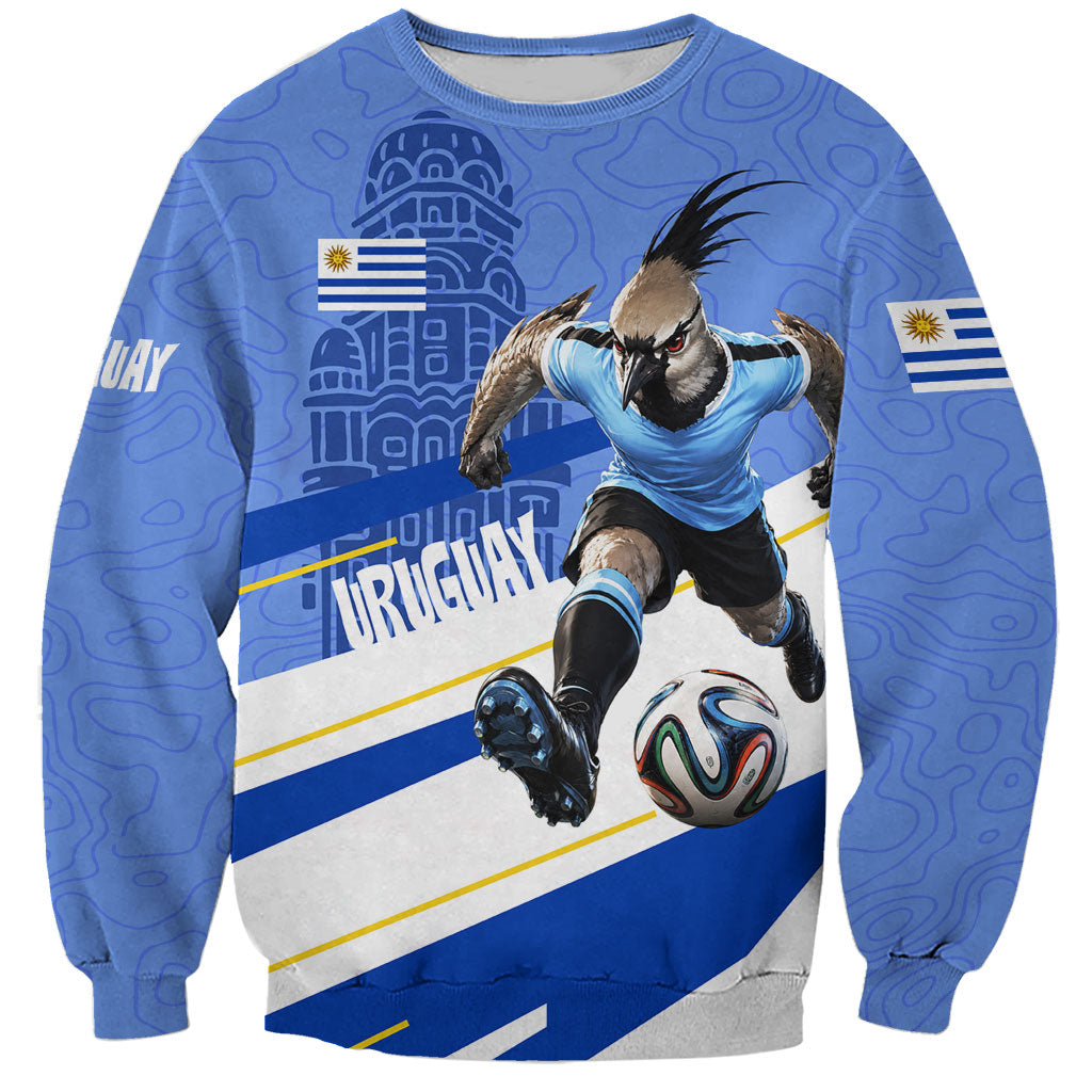 Personalized Uruguay Soccer Southern Lapwing Sweatshirt Uruguayan Football Blue Topographic Pattern