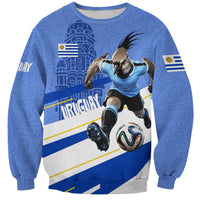 Personalized Uruguay Soccer Southern Lapwing Sweatshirt Uruguayan Football Blue Topographic Pattern