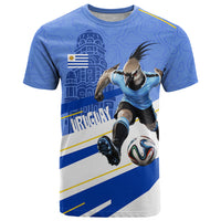 Personalized Uruguay Soccer Southern Lapwing T Shirt Uruguayan Football Blue Topographic Pattern