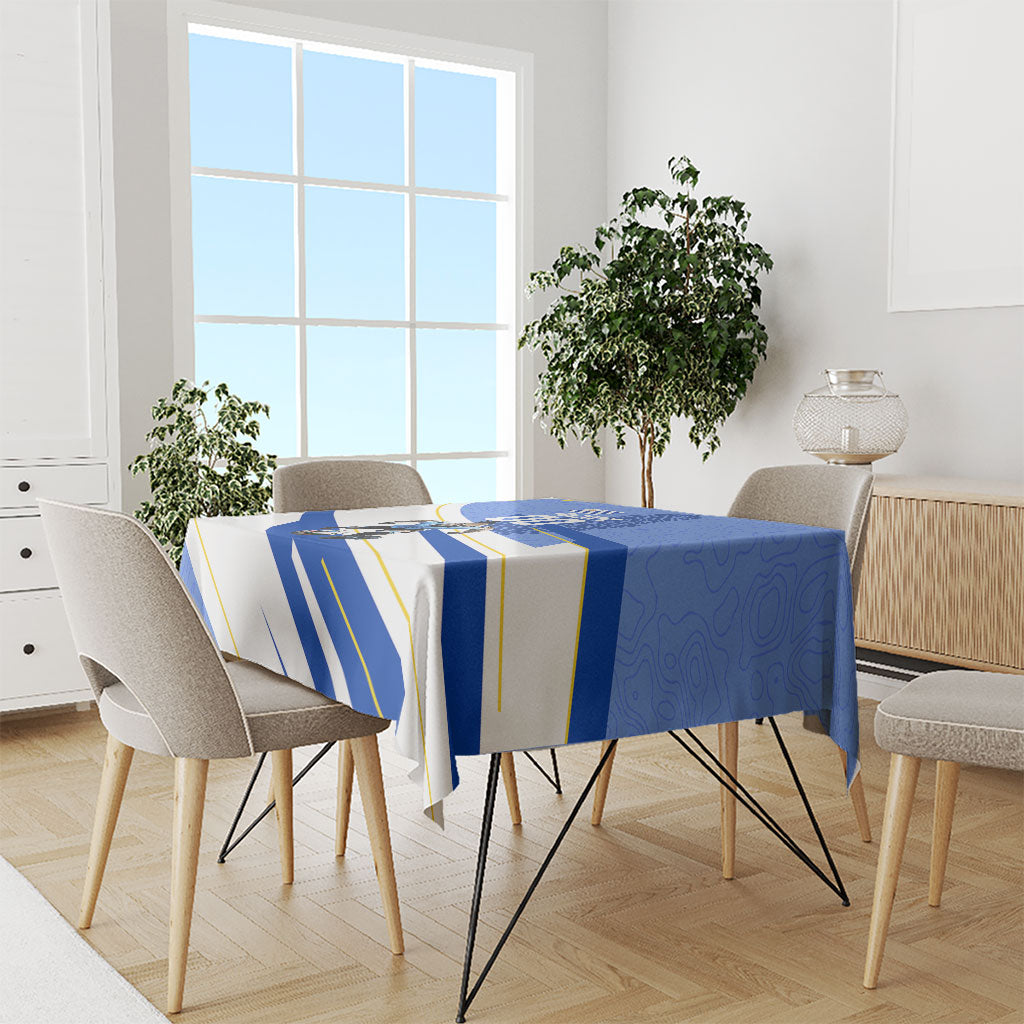 Personalized Uruguay Soccer Southern Lapwing Tablecloth Uruguayan Football Blue Topographic Pattern